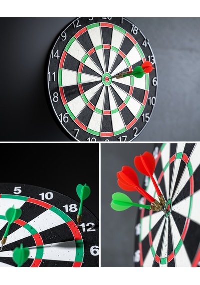 12 İnç Ahşap Dart Tahtası 4 Adet Metal İğne Uçlu Ok