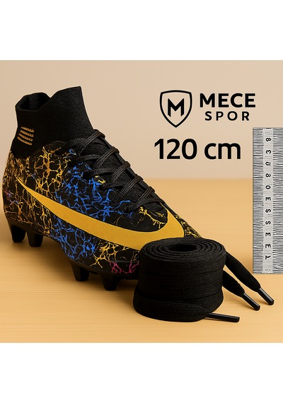 Mece Spor Spor Ayakkabı Bağcığı 120 Cm - 1 Çift Krampon Halı Saha Sneakers Uyumlu Siyah