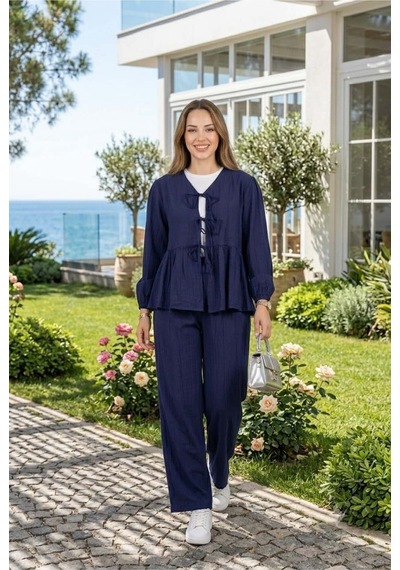 Hb Harma Time Butik Kadın Bağlamalı Çilek Kumaş Lacivert Tunik Pantolon İkili Takım Lacivert Lacivert Hb Harma Time Butik Kadın Bağlamalı Çilek Kumaş Lacivert Tunik Pantolon İkili Takım Lacivert Lacivert
