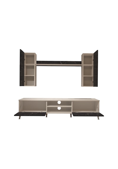 Decoraktiv Eko 7 Mdf Dvd Silver Tv Ünitesi Tv Sehpası Beyaz - Siyah Mermer