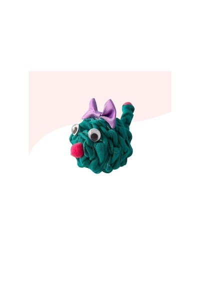 Çıngıraklı Örme Kedi Oyuncağı 9cm Yeşil