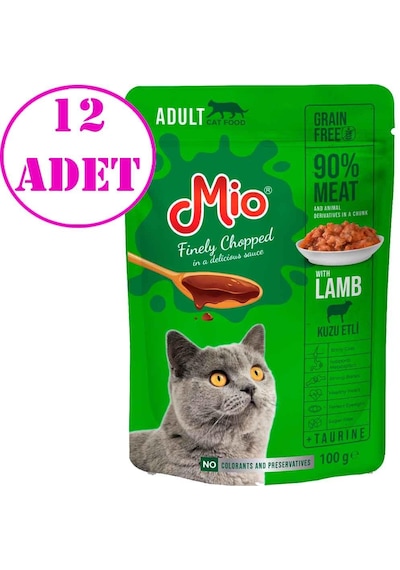 Mio Kedi Yaş Mama Kuzu Etli 100 Gr 12 Ad