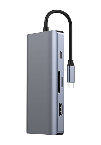 Recci Rh09 Type-c To Type-c + Sd/tf + Usb3.0 + Usb2.0 + Hdmı + Vga + Rj45 Bağlantılı 9in1 Hub