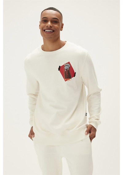 Bad Bear Here Crewneck Erkek Sweatshirt-25261 Beyaz