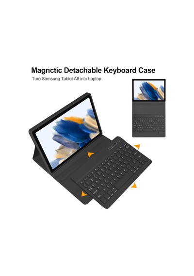 Samsung Galaxy Tab A8 Sm-x200 10.5 Inç Uyumlu Tablet Bluetooth Renkli Klavyeli Kılıf