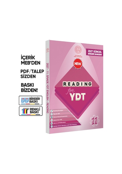 2027 YDT Mebi İngilizce 11.sınıf Reading Okuma-anlama Kitabı Soru Bankası Video Çözümlü Baskı Ücreti