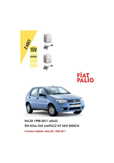 Palio 1998-2011 Arası Ön Kısa Far Ampülü 2 Adet Sarı Renk