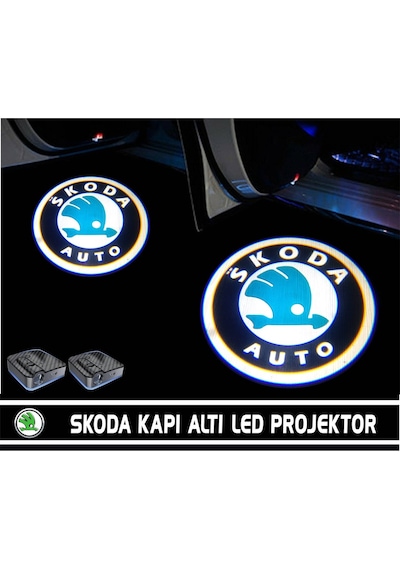 Skoda Araçlar İçin Pilli Yapıştırmalı Kapı Altı Led Logo N11.9219