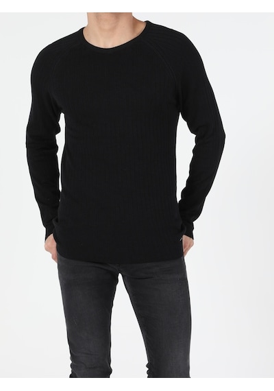Colin's Slim Fit Bisiklet Yaka Erkek Siyah Kazak CL1047125_Q1.V1_BLK
