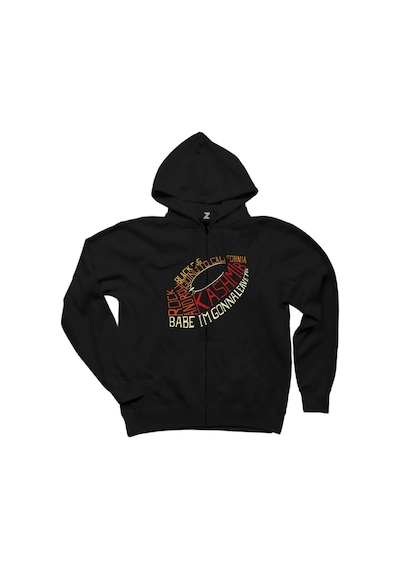 Led Zeppelin Songs Classic Siyah Fermuarlı Kapşonlu Sweatshirt Siyah