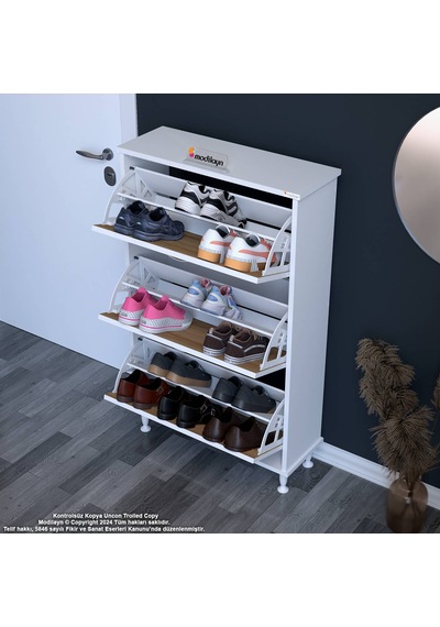 Modilayn Varbi Antre Hol 72 X 119x 25, 5 Cm Lik 3 Düşer Kapak 6 Göz Raf Bölmeli Ayakkabılık Beyaz - Cordoba Modilayn Varbi Antre Hol 72 X 119x 25, 5 Cm Lik 3 Düşer Kapak 6 Göz Raf Bölmeli Ayakkabılık Beyaz - Cordoba