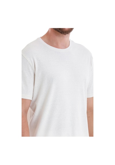 Hatemoğlu Taş Regular Fit Düz Bisiklet Yaka Keten Tişört 35102024c012 Taş