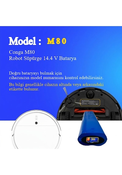 Conga M80 Robot Süpürge 5000 Mah Batarya