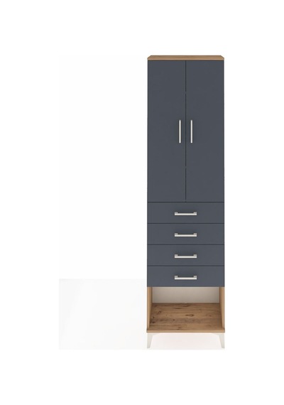 Arges Dolap 3 Raflı 4 Çekmeceli 2 Kapaklı 60x30x221 Çam-antrasit Çam