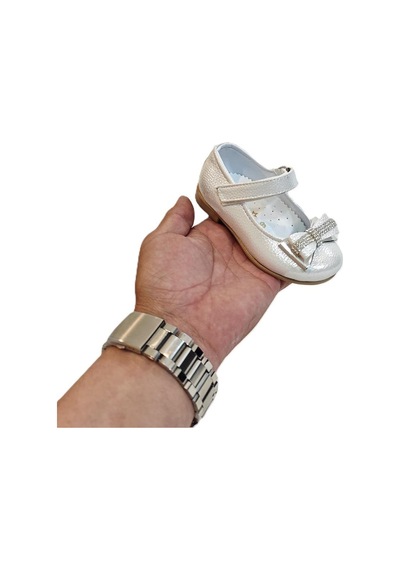 Fiyra 8013 Sedef Taşlı Kurdeleli Cırtlı Bebe Kız Çocuk Babet