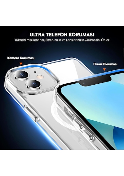 İphone 12/12 Pro Şeffaf Magsafe Uyumlu Kılıf Darbeye Dayanıklı Şeffaf Telefon Kılıfı Kamera Koruyucu İnce Ve Şık Tasarım Seffaf
