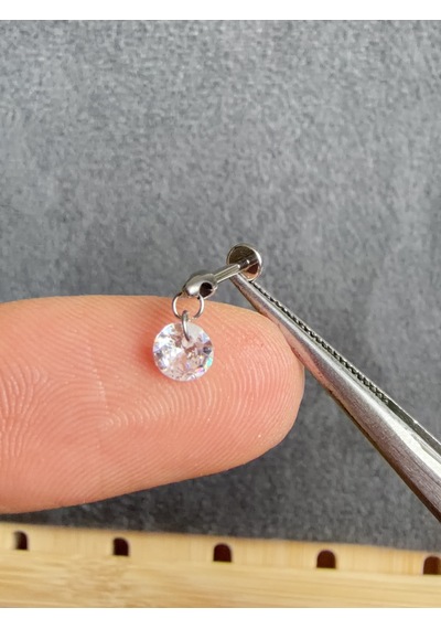 Yüksek Kalite G23 Titanium Sallantı Daire Zirkon Titanyum 8x1.2mm Labret Piercing Gümüş