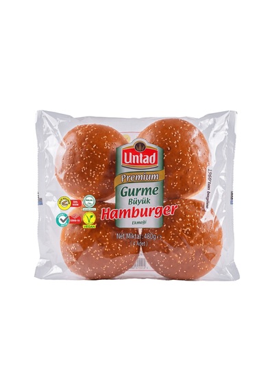 5 Adet Untad Premium Gurme Büyük Hamburger Ekmeği 480 G