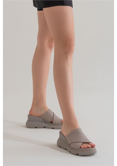 Zeyn Shoes 7673 Gri Kadın Terlik 001