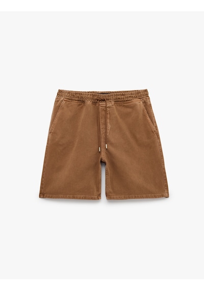 Koton Pamuklu Rahat Kalıp Jogger Beli Bağcıklı Bermuda Jean Şort Tarçın 6sam40410nd
