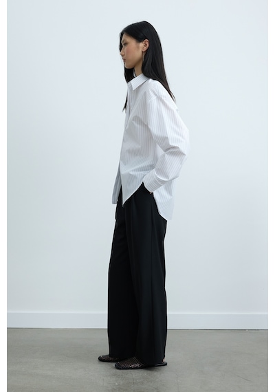 Suud Collection Beyaz Çizgili Page Oversize Gömlek