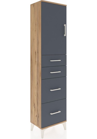 Arges Dolap Tek Raflı 4 Çekmeceli Tek Kapaklı 44x30x182 Çam-a... Çam