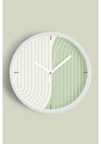 Soyut - Bohem - Geometrik Temalı Modern Duvar Saati - 25cm - Önü Camlı Beyaz Kasa - Sessiz Mekanizma-jh0555 Beyaz