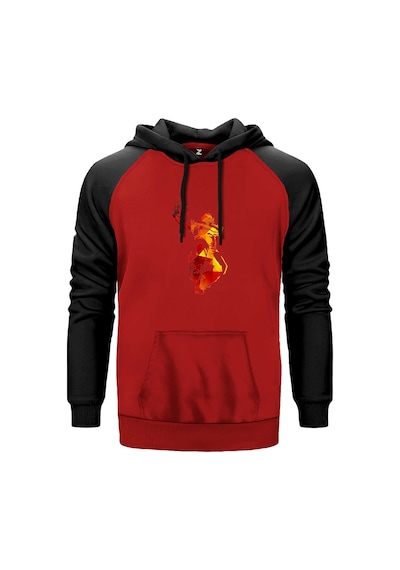 Red Basketball Silhouette Kırmızı Renk Reglan Kol Sweatshirt Kırmızı