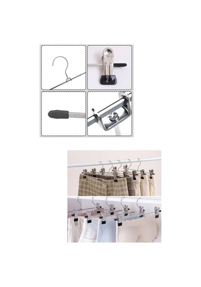 Etek Pantolon Askısı 40 Cm Paslanmaz Metal Mandallı Gardırop Askısı 50 Adet Diğer