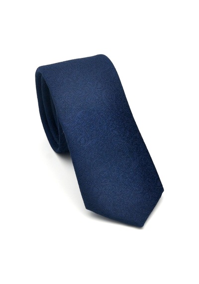 Gaffy Şal Desenli Lacivert Dokuma Kumaş Mendilli Slim Fit Kravat // Sdk-2508-2 Lacivert
