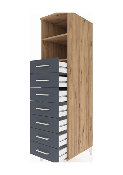 Kronos Dolap 2 Raflı 7 Çekmeceli 44x59x182 Çam-antrasit Atlas Çam