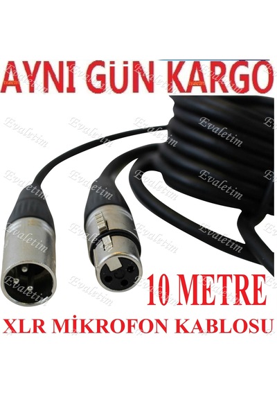 Xlr Mikrofon Kablosu 10 Metre 5034A 3 Pin Ses Microfon Mic Dişi E