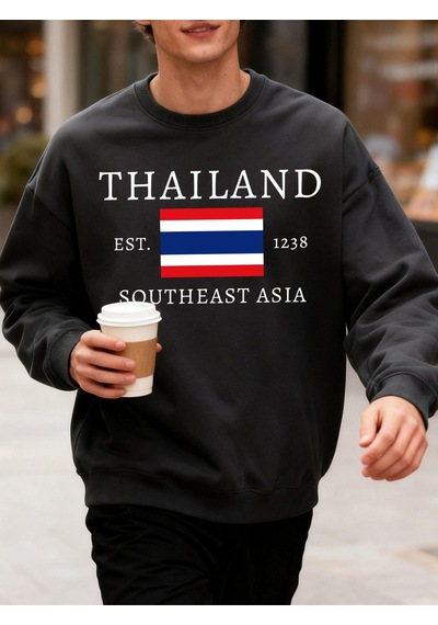 Startmore Startmoretayland Güneydoğu Asya Baskılı Sonbahar Erkekler Kazak Yumuşak Giysiler Trendy Gevşek Tüm Maç Antrasit