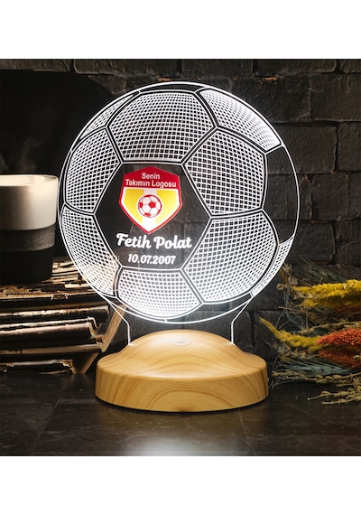 Futbol Topu Şeklinde 3 Boyutlu Takım Logolu Led Lamba, Kulüp Logo