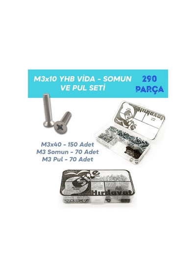 M3X10 Yhb Vida Somun ve Pul Seti - 290 Parça