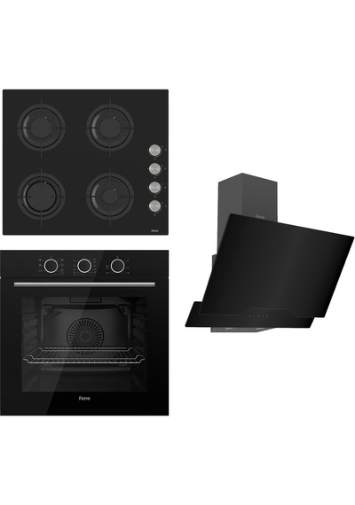Ferre Flowart Basıc Serisi XE62CS - CS205 - D063 Siyah Ankastre Set