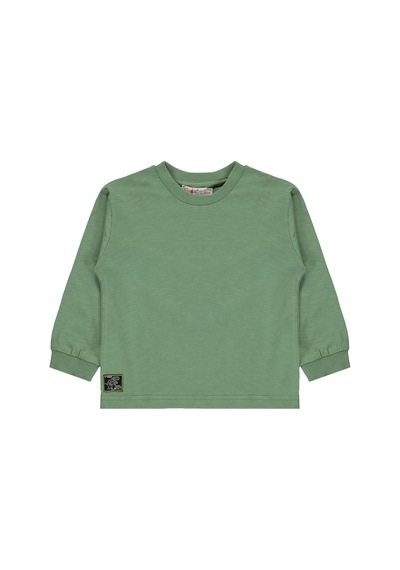 Silversun Kids Silversun Basic Etiket Armalı 2-7 Yaş Sweatshirt - Haki Koyu Haki