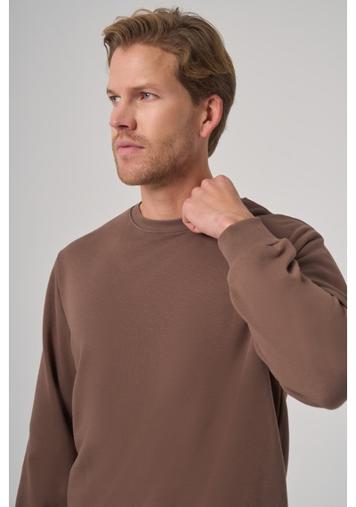 Morven Erkek Kahve Basic Bisiklet Yaka Sweatshirt 26ks063001400 Kahve