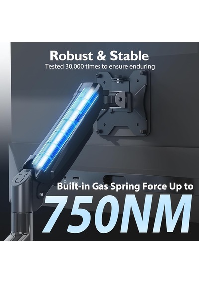 13-32 İnç Gazlı Amortisörlü Tekli Monitör Kolu, 9 Kg A Kadar, Tam Hareketli, Vesa 75x75/100x100