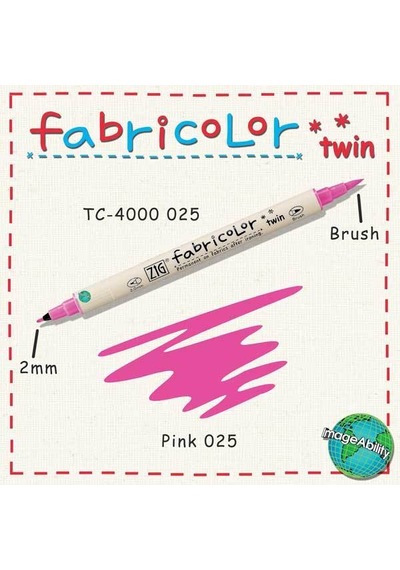 Zig Fabricolor Twin Çift Uçlu Kumaş Boyama Kalemi 025 Pink