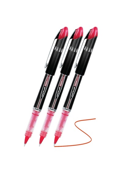 Kırmızı Pilot Kalem Ub-205 Vision Elite 0.5mm 3 Adet Uniball Pilot Kalem 0.5 Mm Roller Uçlu Pilot Kalem İnce Uçlu Likit Kırmızı