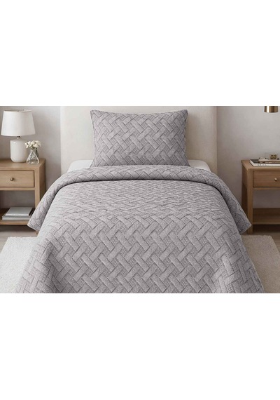 Merinos Elegance Yatak Örtüsü Seti Tek Kişilik Aleda Gri
