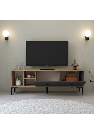 3505 Era Tv Ünitesi 150 Cm Kapaklı Raflı Antrasit - Sepet Tv Sehpası Antrasit - Sepet 3505 Era Tv Ünitesi 150 Cm Kapaklı Raflı Antrasit - Sepet Tv Sehpası Antrasit - Sepet
