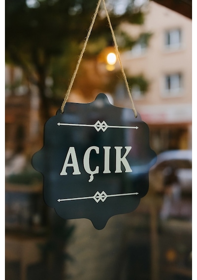 Ahşap Dekoratif Kesim Açık-kapalı Yazısı - Siyah