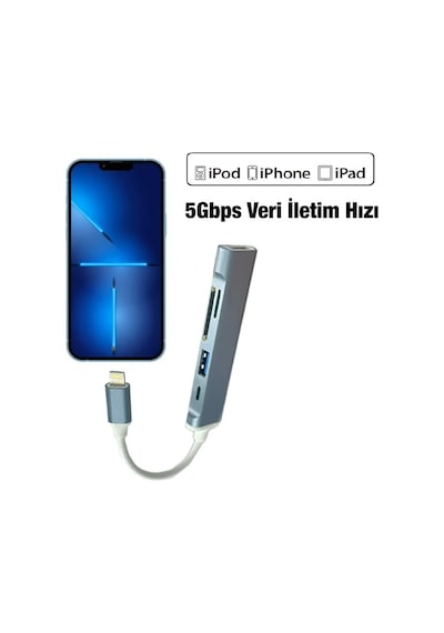 Ally S-503 5in1 Lightning To Usb + Sd Kart Hub Adaptör Çevirici Dönüştürücü- 5775