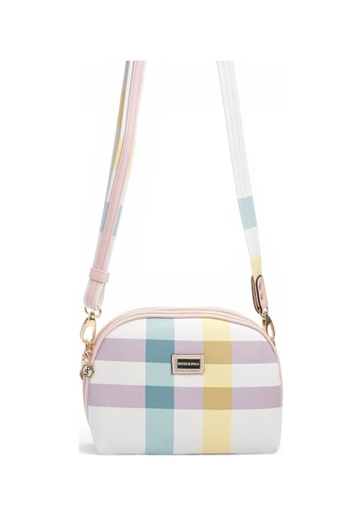 Silver & Polo Silver Polo Lila - Pembe Ekose Kadın Çapraz Çanta Sp765