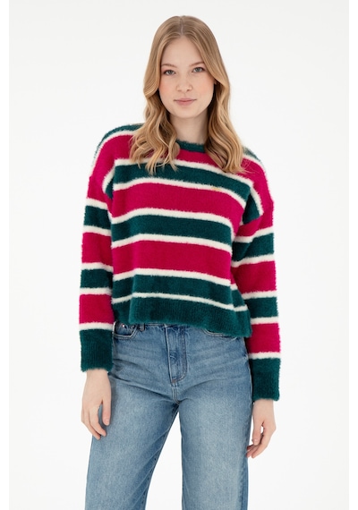 U.S. Polo Assn. Kadın Fuşya Bisiklet Yaka Kazak 50293145-VR023