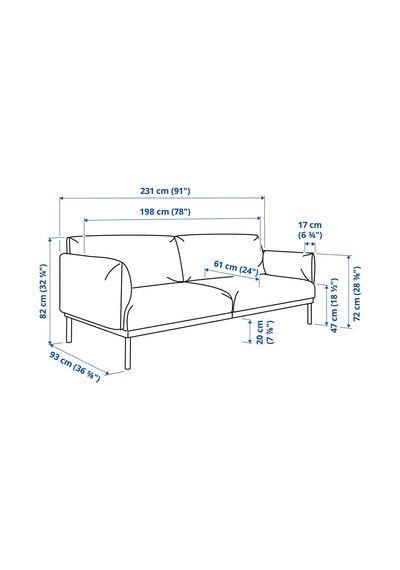 Ikea Açık Mavi Şık Kanepe - 3'lü Kanepe