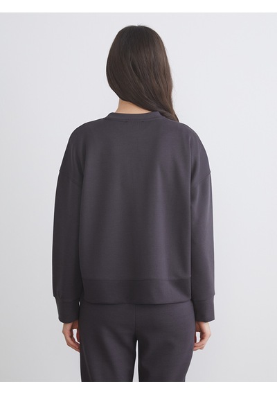 Lcw Vision Siyah Bisiklet Yaka Kadın Sweatshirt