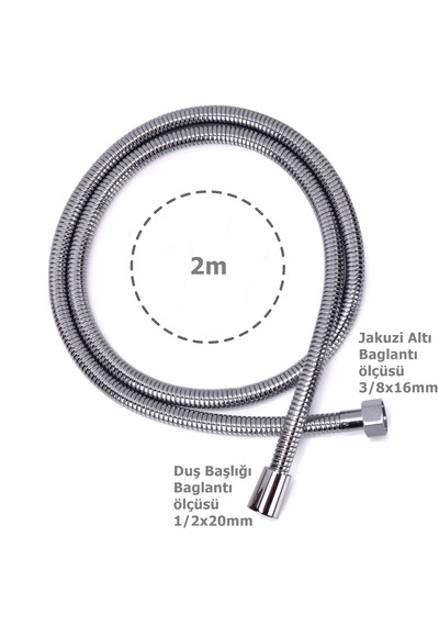 Meriva M207 Mega Banyo Jakuzi Duş Spiral Hortumu 2metre-krom